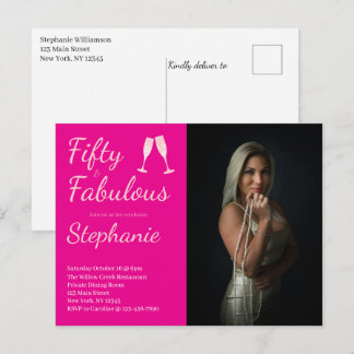50 and Fabulous | 50th Birthday Party Photo Postkarte