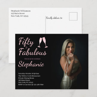 50 and Fabulous | 50th Birthday Party Photo Postkarte
