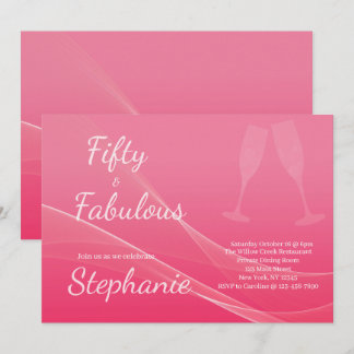 50 and Fabulous | 50th Birthday Party Pink Einladung