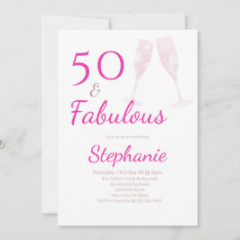 50 and Fabulous | 50th Birthday Party Pink Einladung