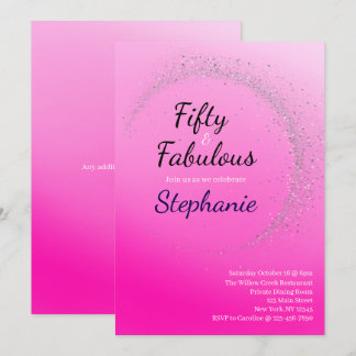 50 and Fabulous | 50th Birthday Party Pink Einladung
