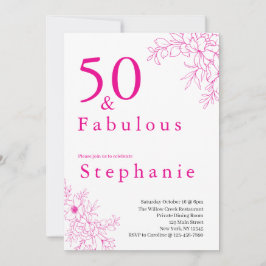 50 and Fabulous | 50th Birthday Party Pink Einladung