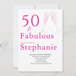 50 and Fabulous | 50th Birthday Party Pink Einladung