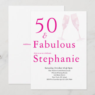 50 and Fabulous | 50th Birthday Party Pink Einladung