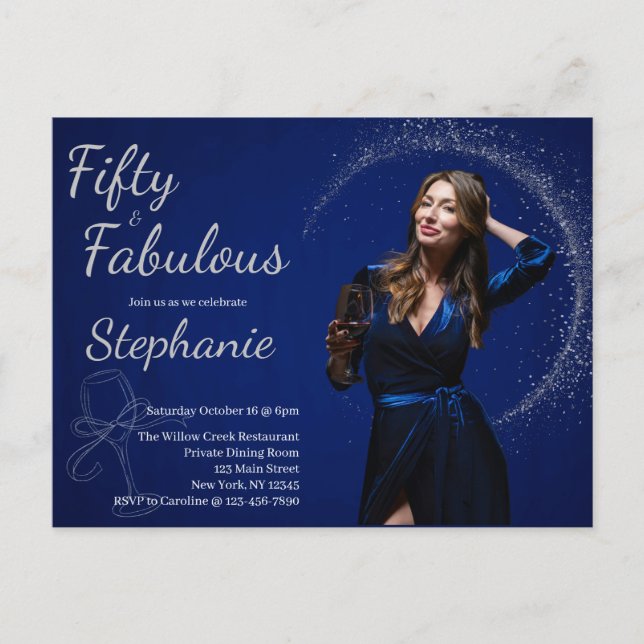 50 and Fabulous | 50th Birthday Party Postkarte (Vorderseite)