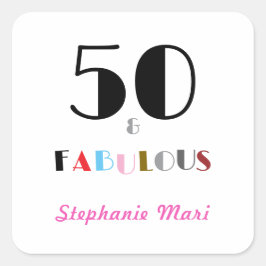 50 and Fabulous Art Deco 50th Birthday Party Quadratischer Aufkleber