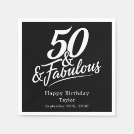50 and Fabulous Birthday Chic Script Custom Serviette