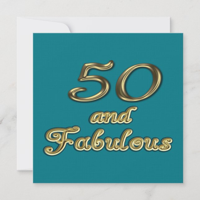 50 and Fabulous Birthday Gold Typography 50th Age Einladung (Vorderseite)