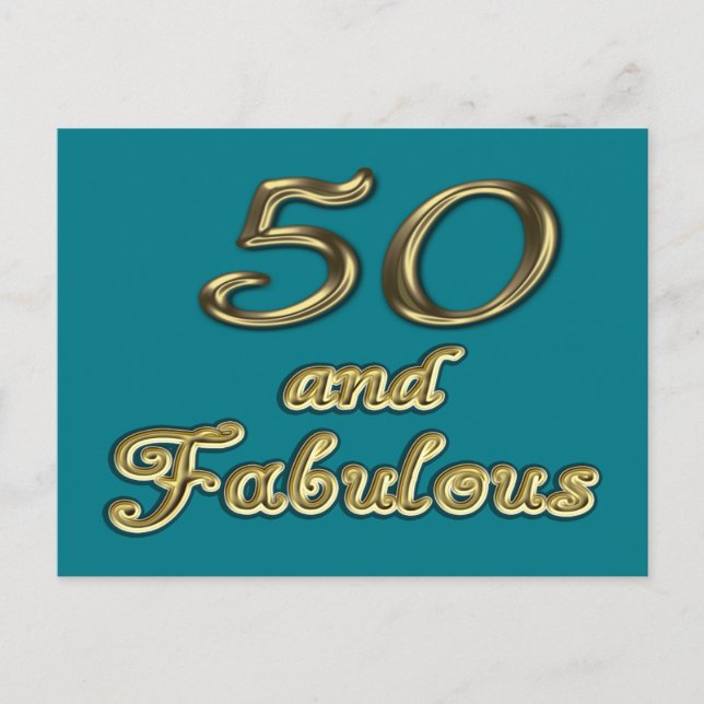 50 and Fabulous Birthday Gold Typography 50th Age Postkarte (Vorderseite)