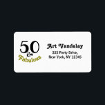 50 and Fabulous Birthday Party Adressaufkleber<br><div class="desc">Enjoy this elegant and simple design that will liven up any 50th birthday party with this modern looking 50 and Fabulous design in off gold and black text.</div>