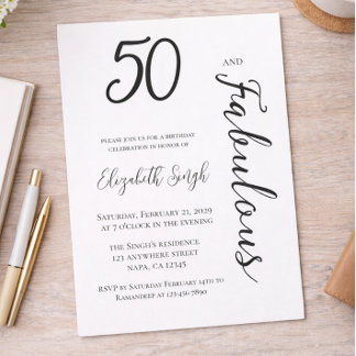 50 and Fabulous Birthday Party Invitation  Einladung