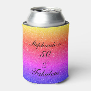 50 And Fabulous Birthday Pink Purple Glitter Black Dosenkühler