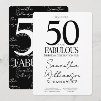 50 and Fabulous Black | 50th Birthday Elegant Einladung
