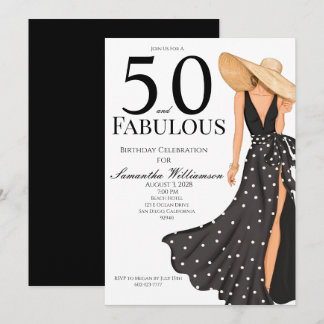 50 and Fabulous Black Birthday Party Einladung