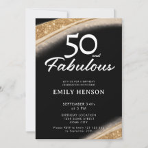 50 and Fabulous Bold Black Gold Birthday
