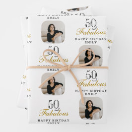 50 and Fabulous Photo 50th Birthday Geschenkpapier Set