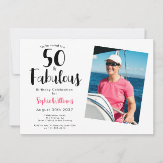 50 and Fabulous Photo 50th Birthday Party Einladung