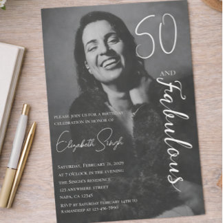 50 and Fabulous Photo Birthday Party Invitation  Einladung