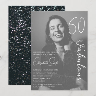 50 and Fabulous Photo Birthday Party Invitation  Einladung