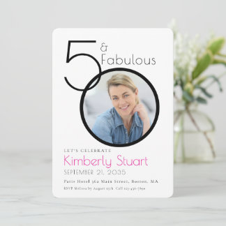 50 and Fabulous Photo Pink 50th Birthday Party Einladung