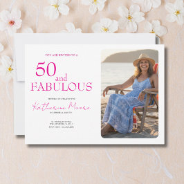 50 and Fabulous  Photo Pink 50th Birthday Party Einladung