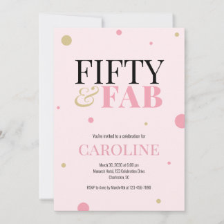 50 and Fabulous Pink Birthday Party Invitation Einladung