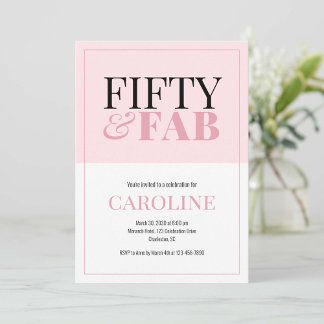 50 and Fabulous Pink Birthday Party Invitation Einladung