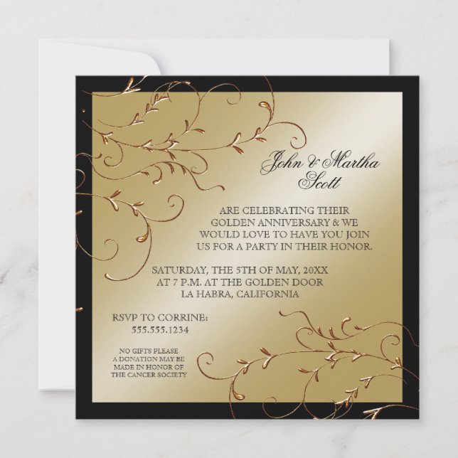 50 ans, 50e anniversaire Invitation (Devant)