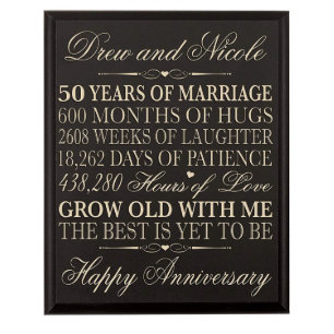 50 ans de mariage sur la plaque murale noire 12x15