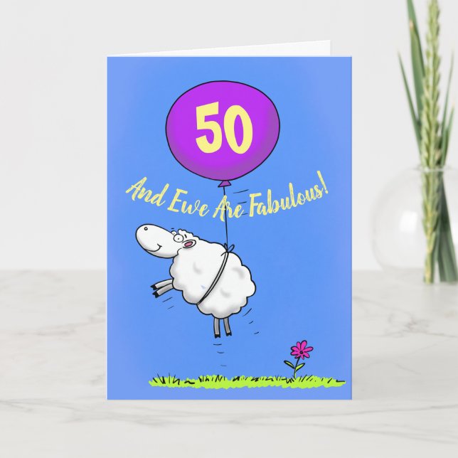 50 ans et fabuleuse carte d'anniversaire mouton de (Devant)
