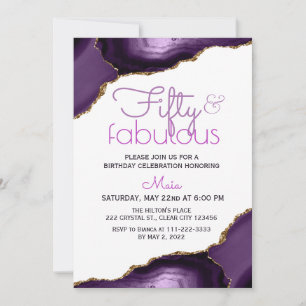 50 ans et Fabuleux Invitation Blanche Agate Violet