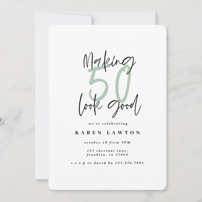 50 aussehen als Geburtstagseinladung (Vorderseite)