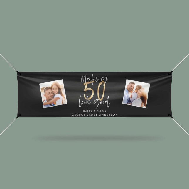 50 aussehen gut schwarz und gold Geburtstag Banner (Von Creator hochgeladen)