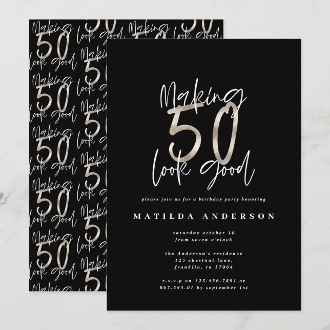 50 aussehen lassen, elegant silberner Geburtstag (Vorne/Hinten)