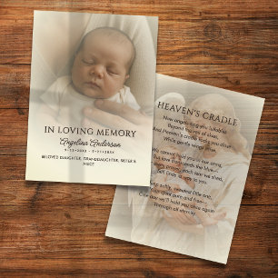 50 Baby-Trauer-Gedenk-Foto-Gebetskarten Visitenkarte
