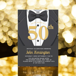 50. Black and Gold Tuxedo Geburtstagsveranstaltung Einladung