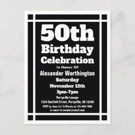 50. Black Simple Birthday Einladung Postcard