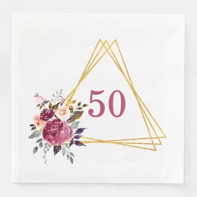 50 Boho Floral Geometric Paper Dinner Napkins Serviette (Vorderseite)