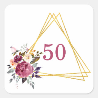 50 Boho Gold Geometric Quadratischer Aufkleber