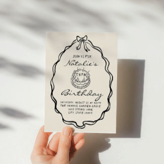 50. Bow Hand Drawn Coquette 50 Geburtstag Einladung