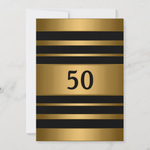 50. Bronze Gold Metal Black Masculine Party Einladung