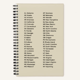 50 Bundesstaaten in alphabetischer Reihenfolge – B Notizbuch