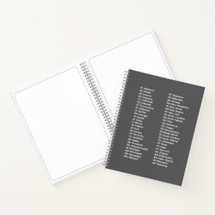 50 Bundesstaaten in alphabetischer Reihenfolge Gra Notizbuch