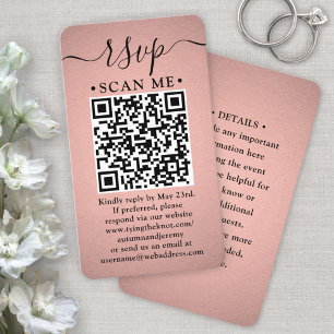 50 Cartes QR RSVP Enclosure Feuille de Rose Doré F