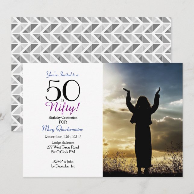 50, c'est Nifty ! Invitation photo de la fête du 5 (Devant / Derrière)