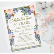 50. Chic Floral Gold Hochzeit Jahrestag