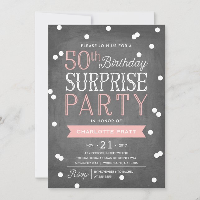 50. Confetti Überraschung Party Einladung| Geburts Einladung (Vorderseite)