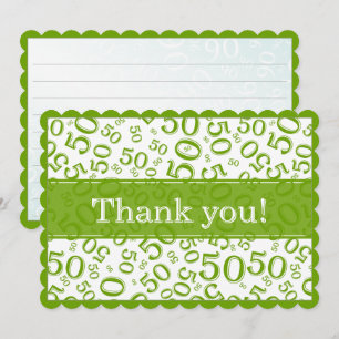 50 "Danke!" Grün/Weiß Zufallsnummernmuster Dankeskarte