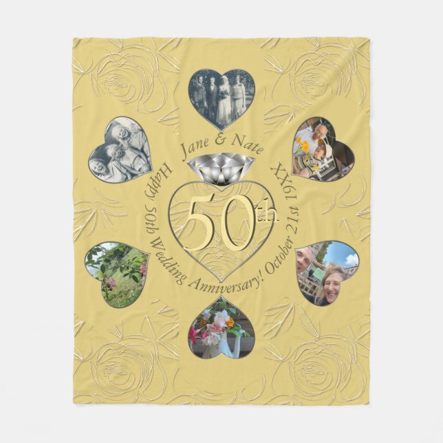 50. Diamond 6 Herz-Fotos Fleece Blanket (Vorderseite)