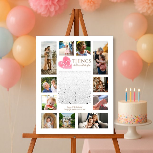 50 Dinge, die wir über Sie Liebe Aquarellherz Mama Poster (Von Creator hochgeladen)